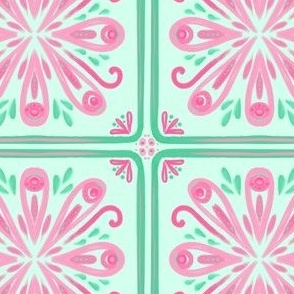 Tiles in pink and mint