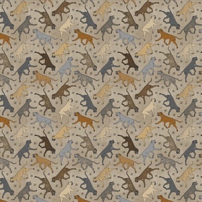 Tiny Trotting natural Cane Corso and paw prints - faux linen