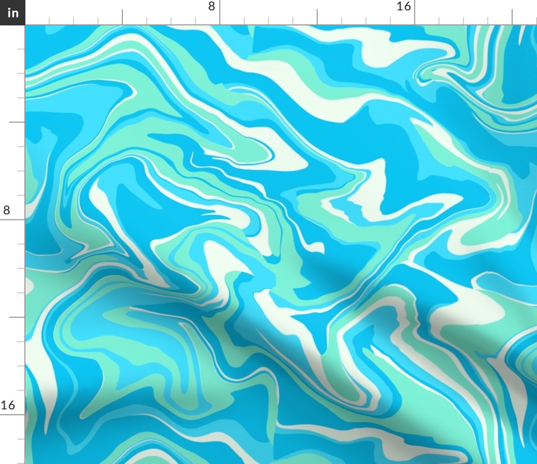Blue Green Liquid Swirls Seamless Pattern