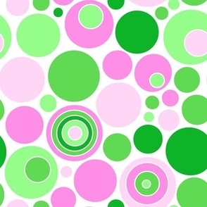 (L) Preppy Bubbles //Pink and Green on White Background