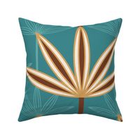 Palm Springs Damask (no texture) - teal - mid century, palm trees, mid century modern, palm leaves, mid mod, tropical trees 