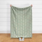 Block print  bees - jungle green teal - inverse