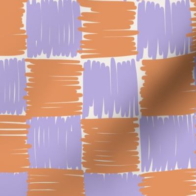 Scribbly Checkers - Large - Lavender and Apricot