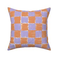 Scribbly Checkers - Large - Lavender and Apricot