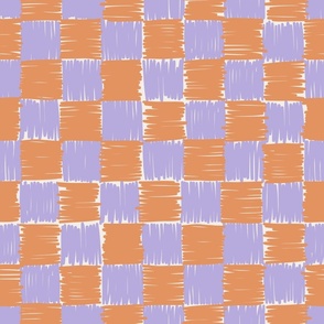 Scribbly Checkers - Large - Lavender and Apricot