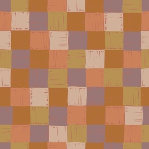 Scribbly Checkers - Large - Earth Tones