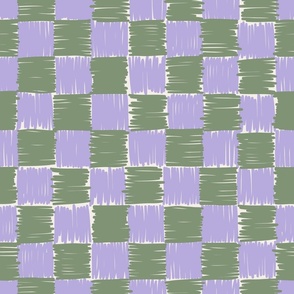Scribbly Checkers - Large - Lavender and Sage