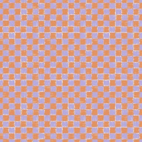 Scribbly Checkers - Small - Lavender and Apricot