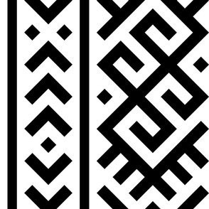Power of Harmony - Union - Slavic Geometric Line - Stripe White Black Folk Motive Ornament - Mega Large