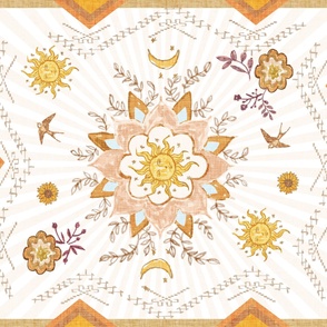 Sundance Mandala Whole Cloth Cot Quilt (46 " x 36 ") 