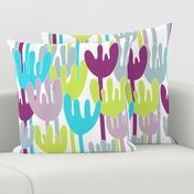 556 $ - Bold minimalist Matisse inspired abstract floral in turquoise , lime green and purple - bold and vibrant wallpaper and bed linen and home decor items 