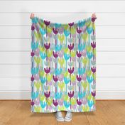 556 $ - Bold minimalist Matisse inspired abstract floral in turquoise , lime green and purple - bold and vibrant wallpaper and bed linen and home decor items 