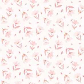 $ Small scale Baby coral pink monochromatic watercolor floral pattern - for baby apparel, nursery decor and accessories, kids apparel, patchwork and quilting