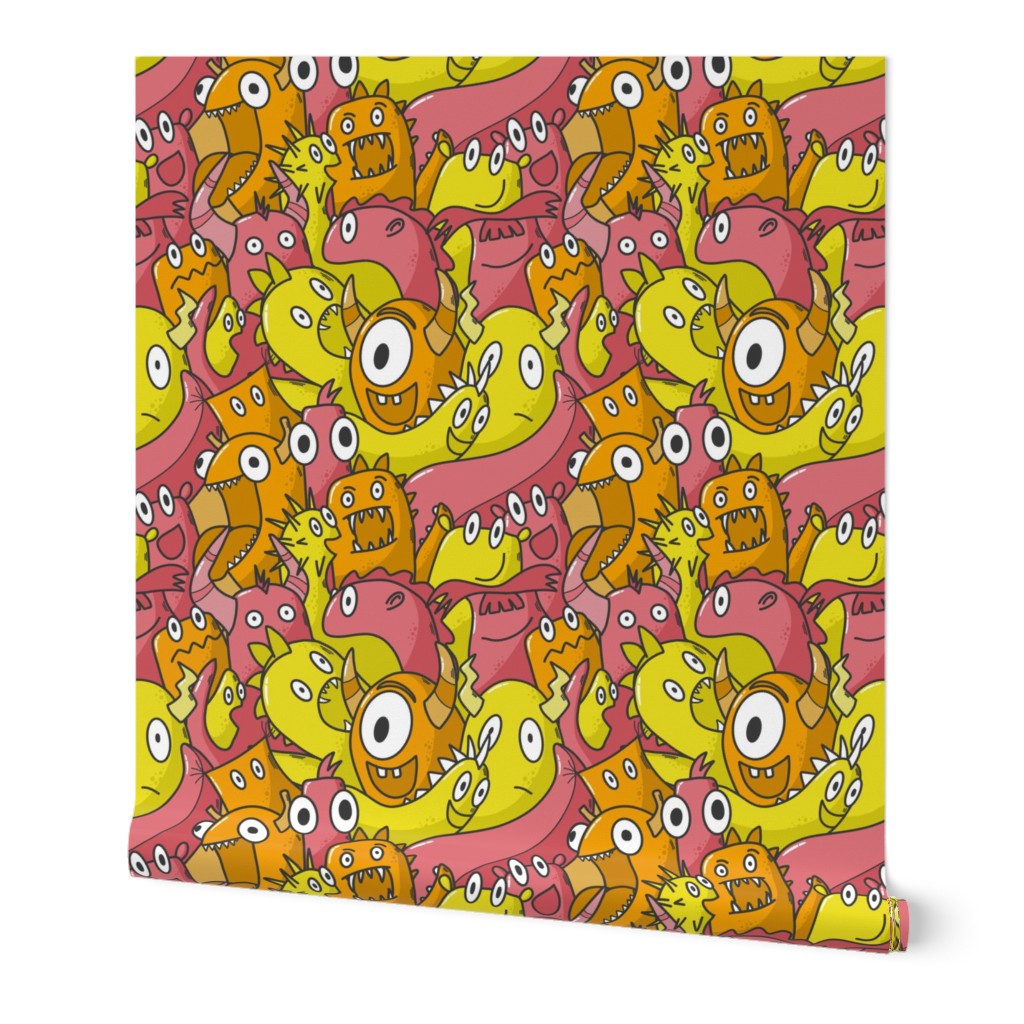 monster doodles - red and yellow