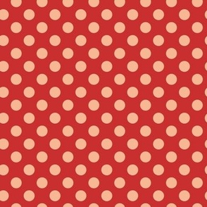 Bold retro red and blush classic polka dot pattern, large scale for grasscloth wallpaper, kids dresses and shorts, pjs, playmats, pet accesories, home decor and cushions,