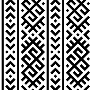 Power of Harmony - Union - Slavic Geometric Line - Stripe White Black Folk Motive Ornament - Large