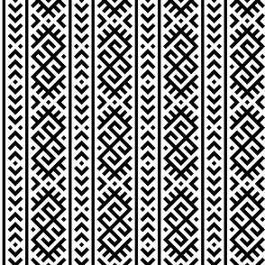 Power of Harmony - Union - Slavic Geometric Line - Stripe White Black Folk Motive Ornament - Middle