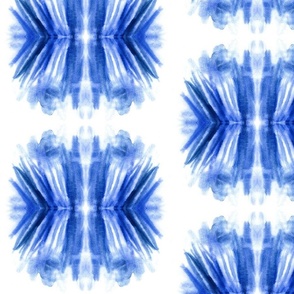 Abstract blue tie-dye on white