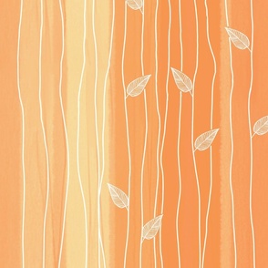 abstract lines  and leaves on a color gradient - yellow / orange