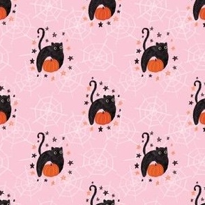 Cute Halloween Black Cat 3x3 Bubblegum Pink Whimsical Halloween