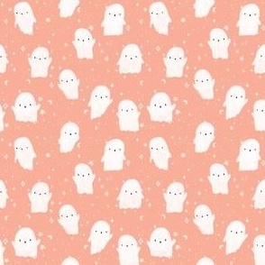 Happy Halloween Ghouls 3x3 Cute Spooky Scary Halloween Ghosts Pink And White