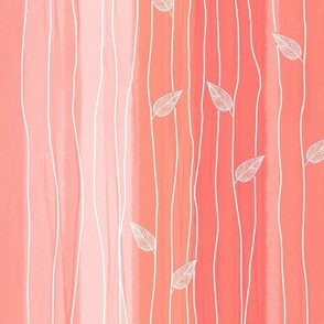 abstract lines  and leaves on a color gradient - pink