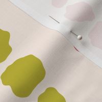 Jumbo scale watermelon pink, lime green and marigold orange organic spots, for large scale decor items like cotton duvet covers, peel and stick wallpaper, festive table linen and bedroom curtains.