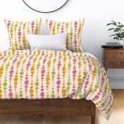 Jumbo scale watermelon pink, lime green and marigold orange organic spots, for large scale decor items like cotton duvet covers, peel and stick wallpaper, festive table linen and bedroom curtains.