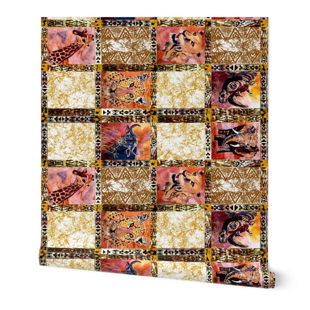 African Wild Animals Fat Quarter on 58 inch fabric.