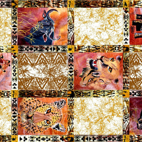 African Wild Animals Fat Quarter on 58 inch fabric.