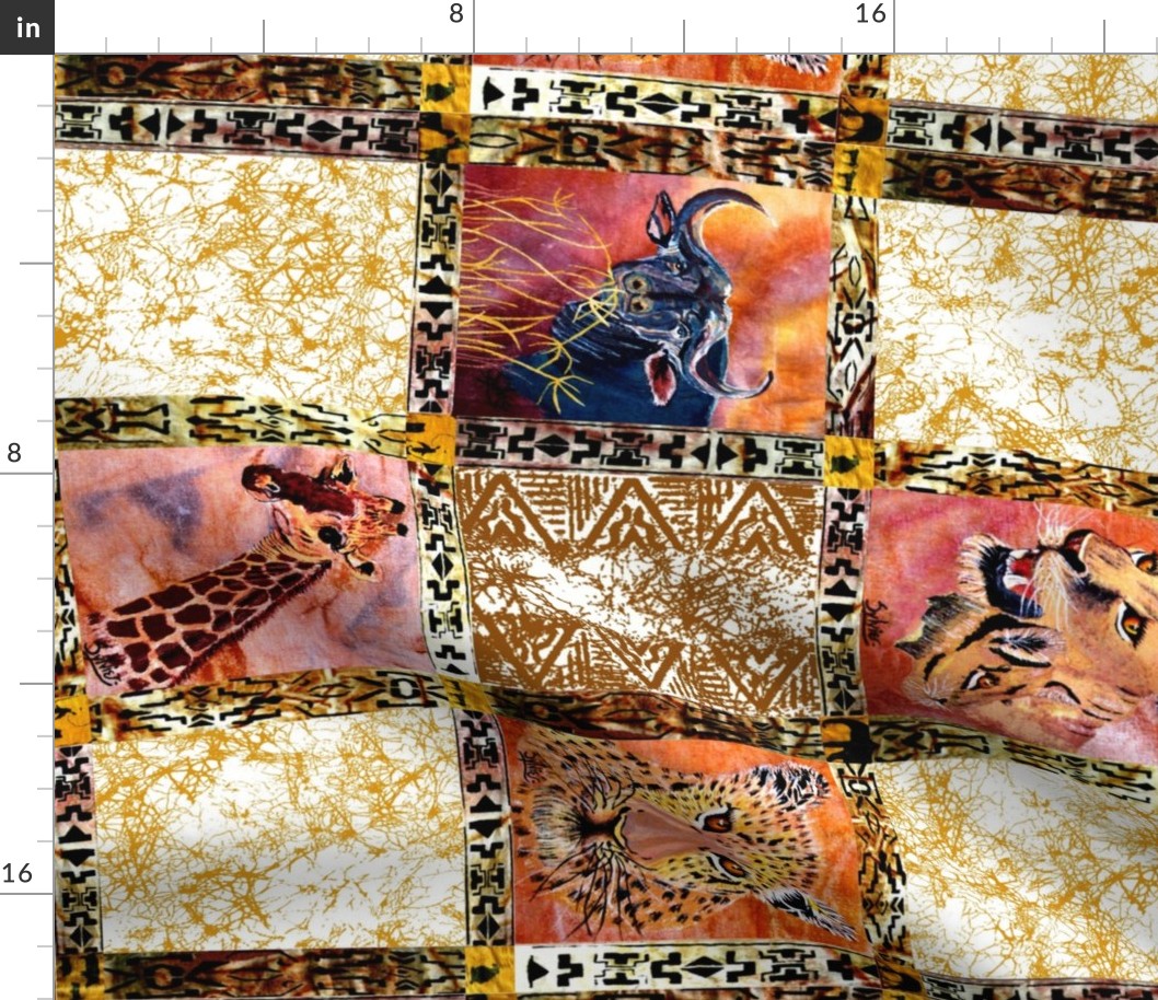 African Wild Animals Fat Quarter on 58 inch fabric.