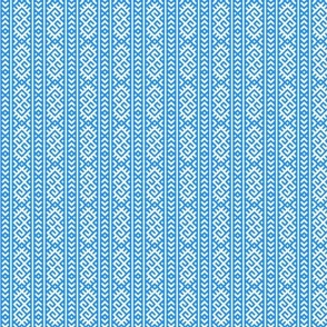 Power of Harmony - Union - Slavic Geometric Line - Stripe Dodger Blue White Folk Motive Ornament - 2 Smaller