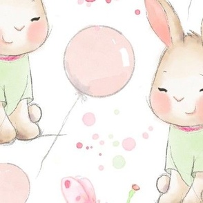 bunny pink balloon pattern very big scale