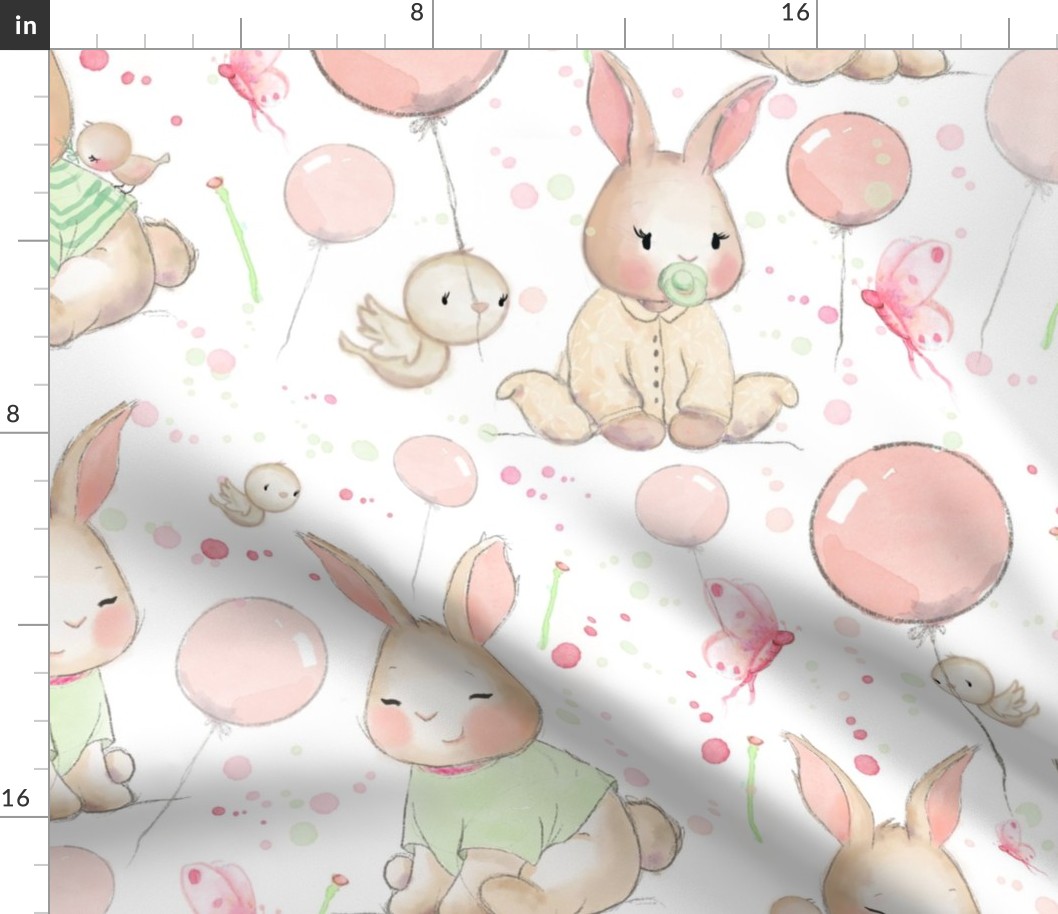 bunny pink balloon pattern very big scale