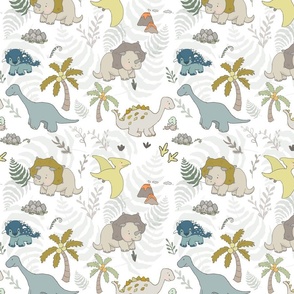 dinosaur pattern white background small scale