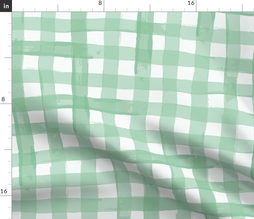 watercolour gingham in green wallpaper XL scale tablecloth check by Pippa Shaw