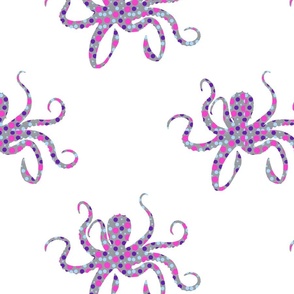 Octopus Silhouette with Circles and glitter Pattern Design 