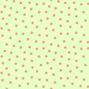 Ditsy Coral flower on pale green small