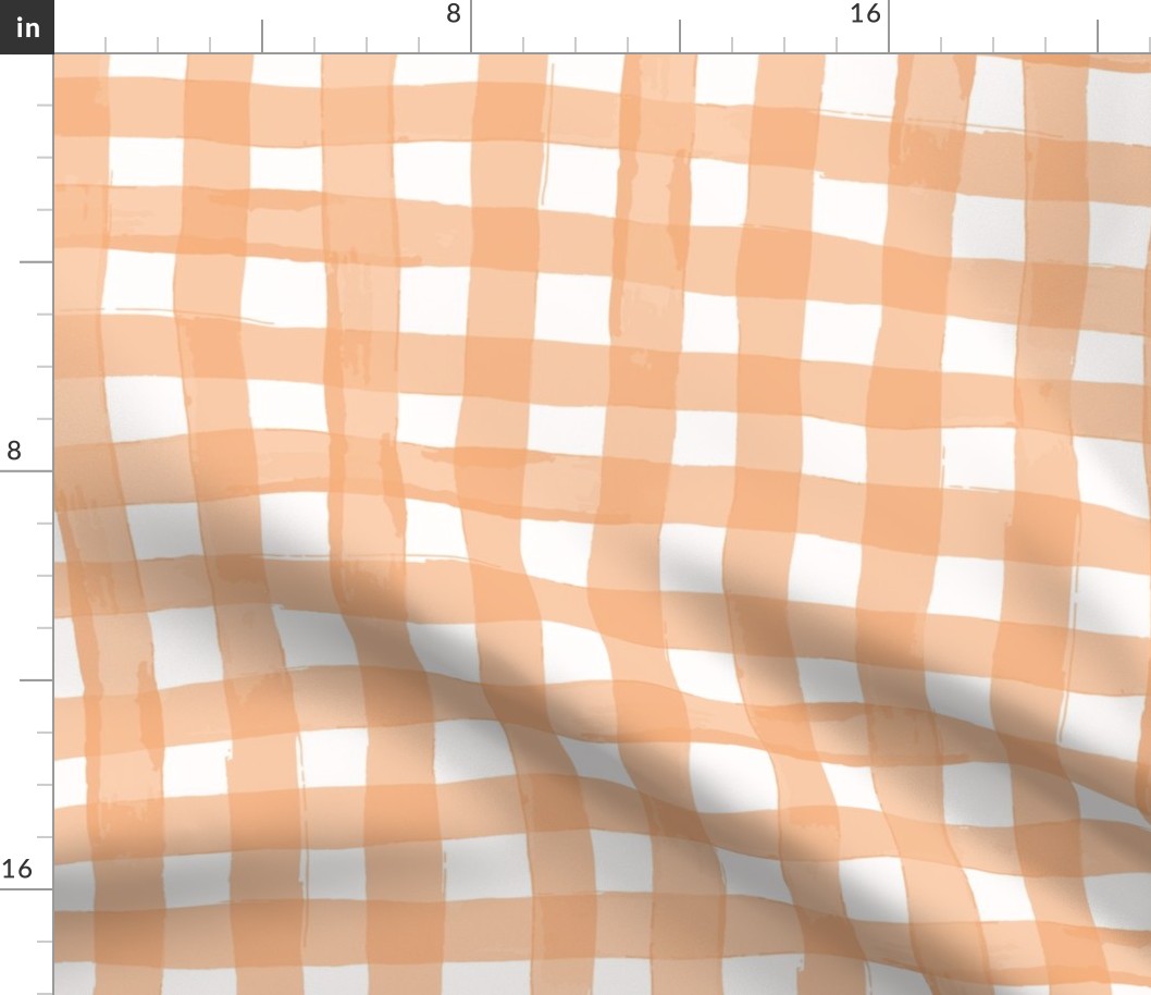 watercolour gingham in apricot wallpaper XL scale tablecloth check by Pippa Shaw