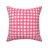watercolour gingham in fuchsia pink large scale tablecloth check by Pippa Shaw