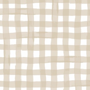 watercolour gingham in natural linen beige wallpaper XL scale tablecloth check by Pippa Shaw