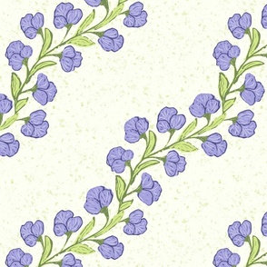 Elegant diagonal floral liana in lilac and honeydew