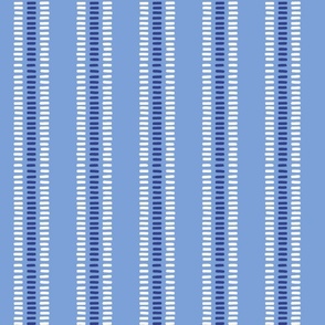 summer stripes/cream and navy on bright blue