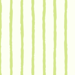 Medium scale cream and honeydew green narrow vertical stripes