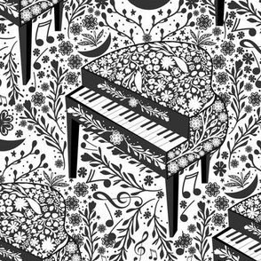 Black and White Lost in Piano-childhood hobby