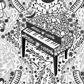 Black Grey Lost in Piano-childhood hobby