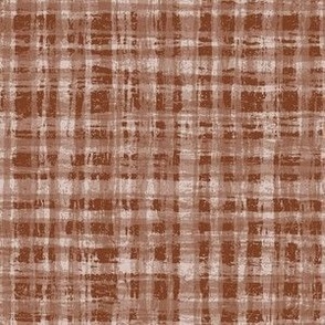 Brown and White Neutral Hemp Rope Texture Plaid Squares Cinnamon Red Brown 6F422B and Subtle Ivory Beige Gray White E3DDD8 Subtle Modern Abstract Geometric