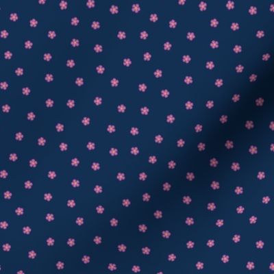 Ditsy Pink Flower On Navy small