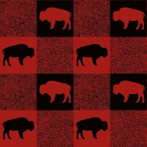 Buffalo Plaid with buffalos in traditional red and black (medium size)