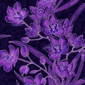 Midnight Cymbidium Orchid-Purple